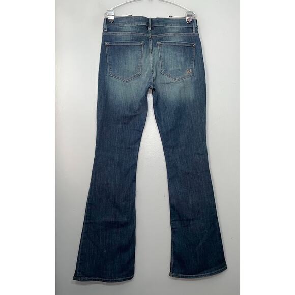 Express Size 10 Dark Wash Stretch Denim Jeans Western Slim Flare Mid Rise 2000s - Picture 3 of 12